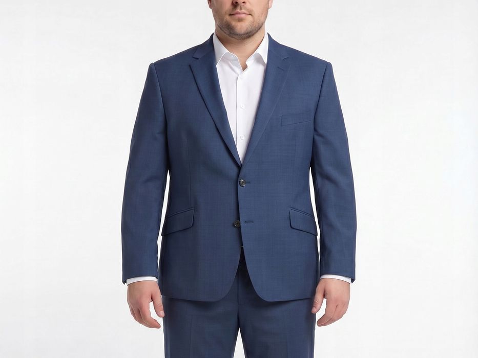 Marks Spencer Luxury Tailored Fit Granatowa Wełniana Marynarka 58