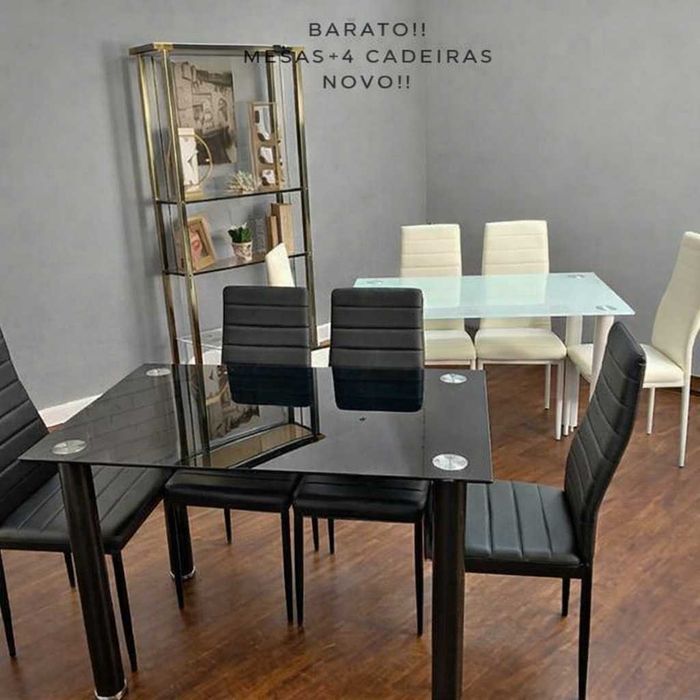 BARATO ! NOVO !! MESA + 4 CADEIRAS VIDRO TEMPERADO DE ALTA RESISTENCIA ENVIO GRATUITO PAGA NA ENTREGA