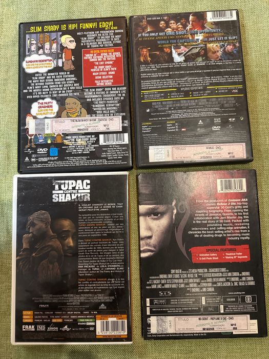 Tesouro em DVD para fãs de Rap - Eminem - Tupac - 50 Cent