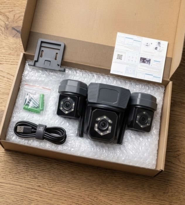 Câmera Wi-Fi com 3 lentes - Monitoramente de 3 áreas ao mesmo tempo - Deteção de movimentos e alarme - Notificações pela app