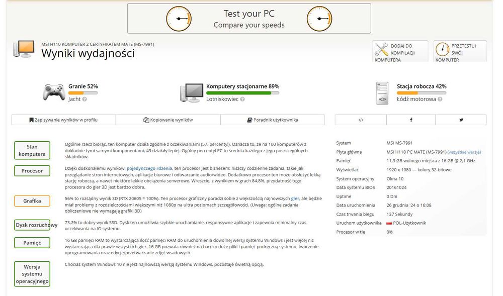 Komputer do gier 16 GB RAM, GeForce GTX, Gamingowy