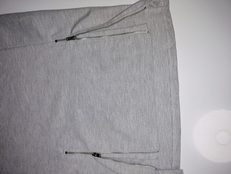 Spódnica ołówkowa szara tuba dresowa suwaki asymetryczna 34 XS f&f