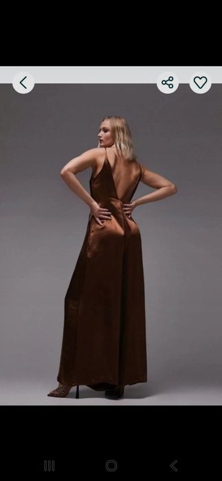 OKAZJA piękny taliowany Kombinezon satynowy spodnie sukienka 36 s m 38