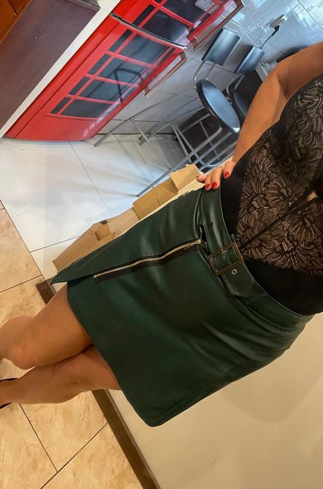 Super sexy zielona spódnica skóra roz L-XL