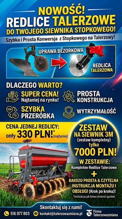 Talerze do siewnika Poznaniak Amazone itp!! Nowe Redlice talerzowe!! Okazja!!