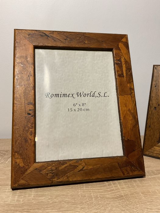 Conjunto de 3 molduras em madeira com detalhe metálico (estanho)