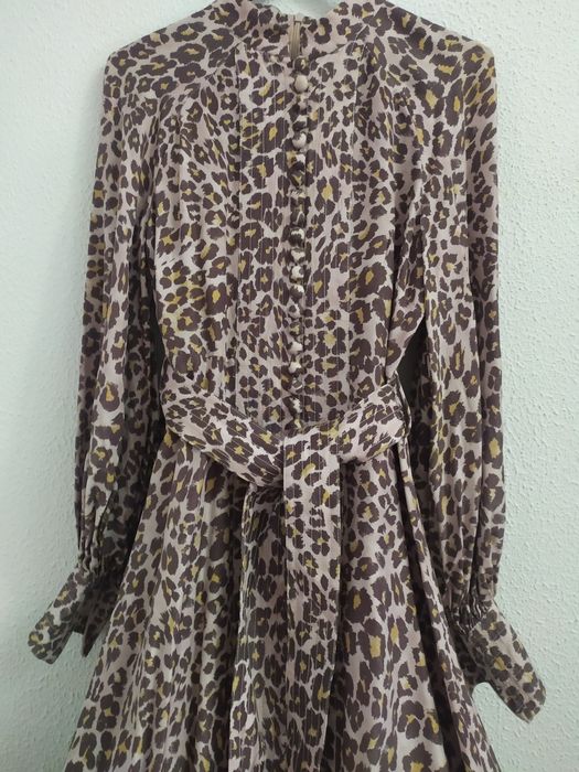 Vestido midi padrão leopardo Zimmerman