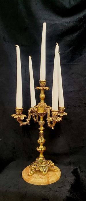 Старовинний бронзовий канделябр, свічникнделябр,