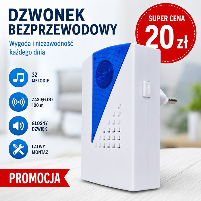 Dzwonek bezprzewodowy do drzwi 230V