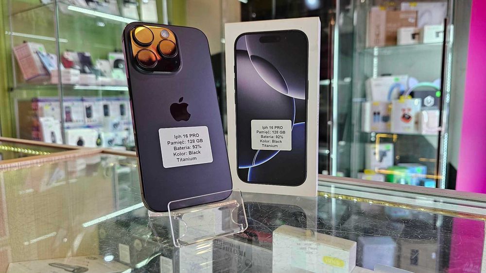 Iphone 16 Pro 128Gb Black Bat:92% Jak Nowy! Gwarancja/SklepGSM/Lwsk