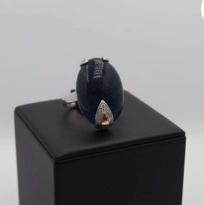 Срібна  масивна каблучка з Авантюрином Ніч Каіра  розмір 18