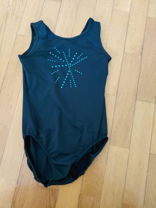 Maillot/Body de Ginástica / Dança/ Patinagem preto com azul-escuro Decathlon Domyos 10-12 anos