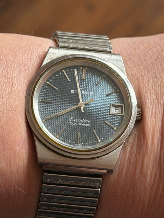 Eterna Executive Quartz 4000 rozmiar, 35/41mm, piękny stan, po serwisie , lata 70te, w stali
