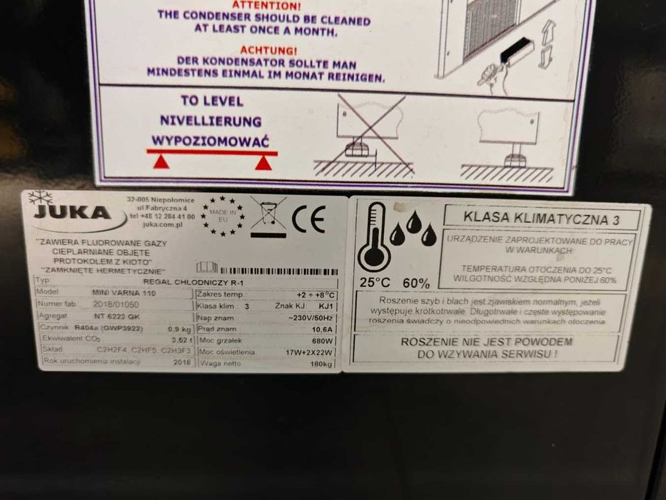 Regał chłodniczy JUKA MINI VARNA 110 LED R404a 2018 stan idealny
