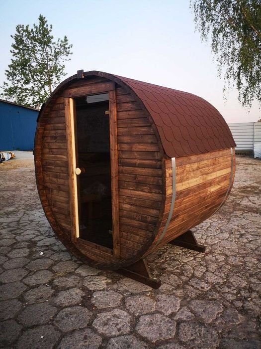 Zestaw. Sauna ogrodowa WOLA BECZKA 180 cm do samodzielnego montażu