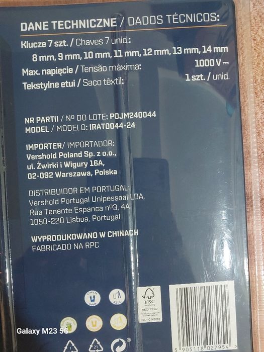 Izolowane klucze oczkowe