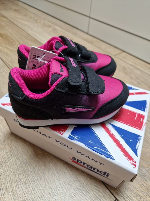 Sneakersy Sprandi adidasy dziewczęce na rzepy różowo czarne r. 25 nowe
