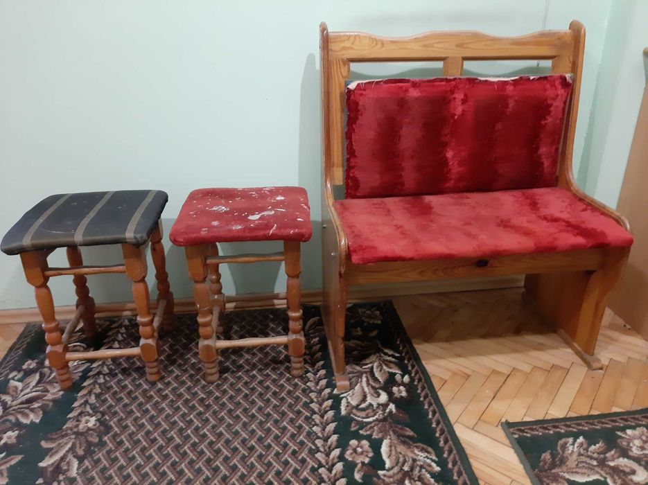 Meble drewniane Ławka kuchenna ze schowkiem Do odnowienia Drewno PRL