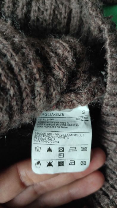 Sweter z kapturem, kurtka, wełna, pikowanie, jak nowy, Benetton