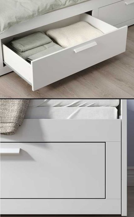 Cama individual e dupla c/ 2 gavetas / 2 colchões, 80x200 cm -