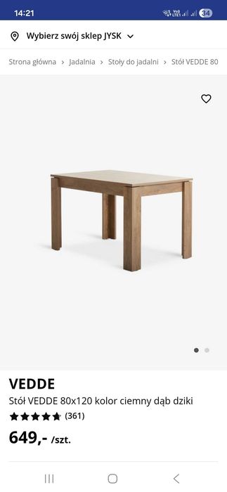 Stół jysk 120x80