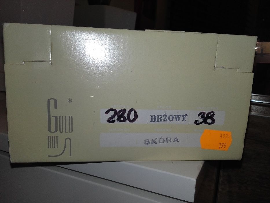 Buty skórzane Gold But 38 ecru złoty skóra naturalna czółenka