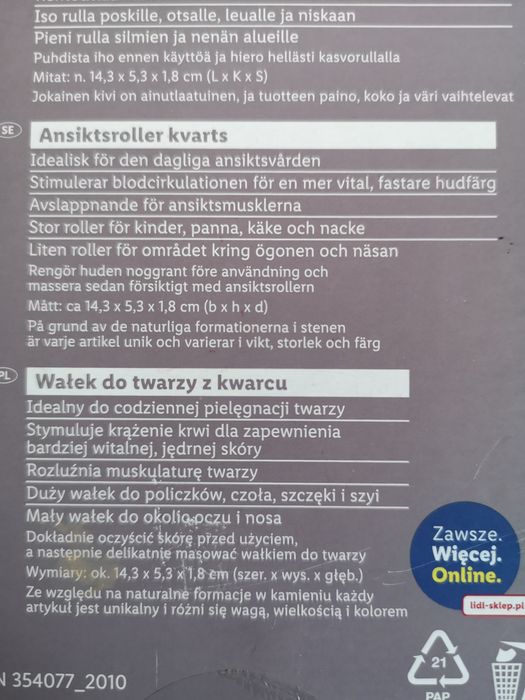 Wałek do twarzy z kwarcu