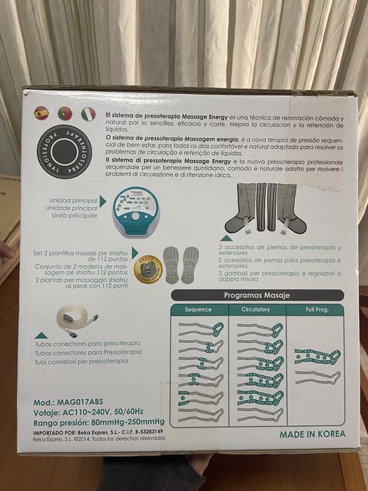 Máquina de Pressoterapia (pernas e abdómen)