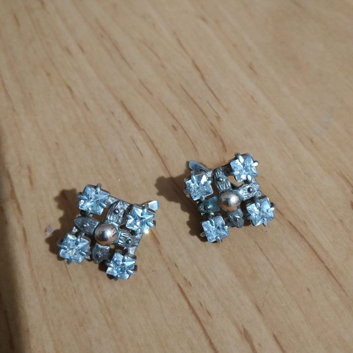 Серьги серебряные с золотой вставкой 925