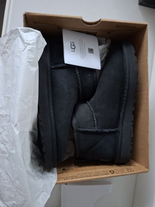 UGG 38 Classic Ultra Mini botki Nowe kozaki krótkie czarne skóra