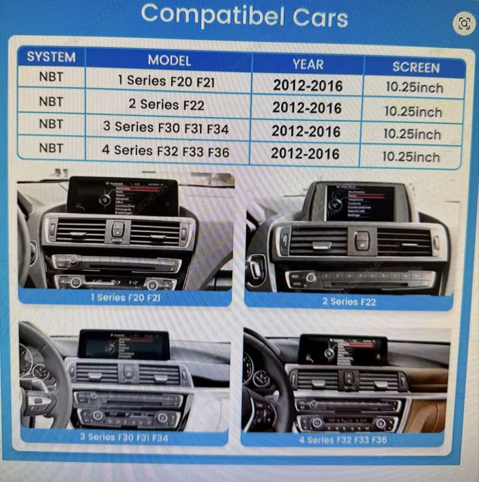 Radio carplay Bmw 1/2 e 3/4 de 2012 a 2016