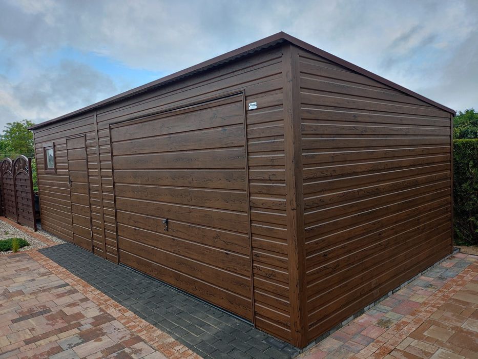 Nowy Garaż blaszany 6 x 5m drewnopodobny Producent Montaż Gratis