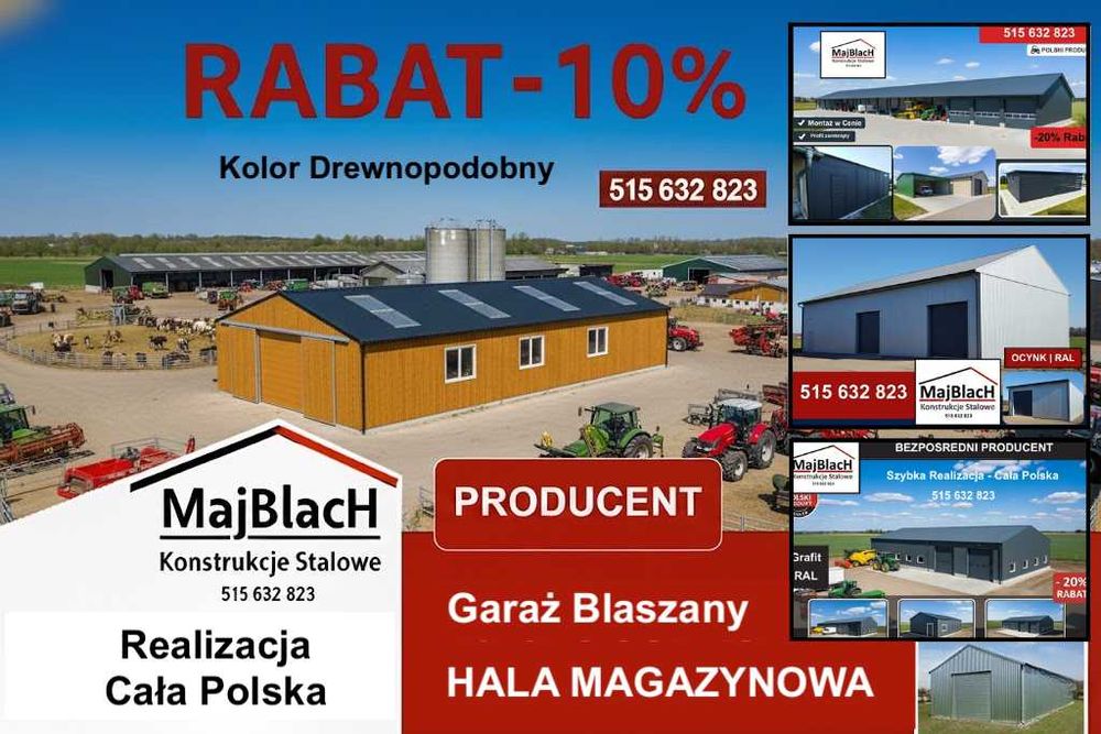 Garaż Blaszany Dwuspadowy| RAL| Ocynk|Drewnopodobny|Ocynk – Maj-Blach