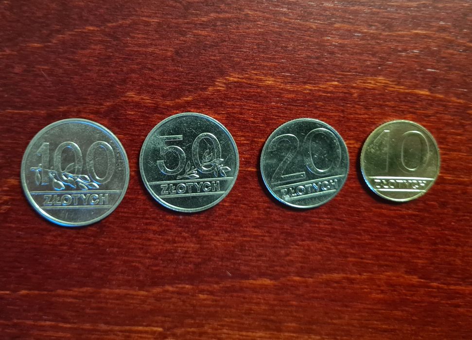 Monety RP i PRL 100, 50, 20 i 10 złotych 1990