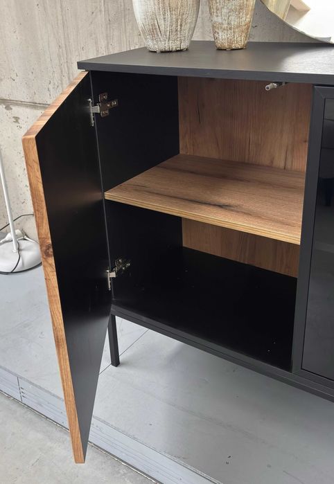 Aparador Baixo 2 Portas c/ LED | Carvalho Wotan 104x39 cm