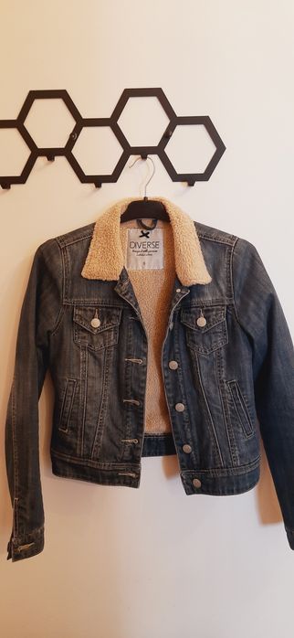 Kurtka S jeans ocieplana