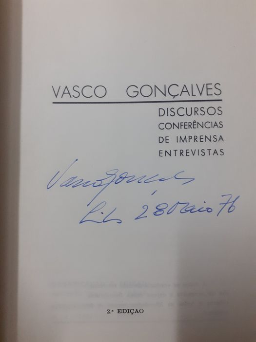 Vasco Gonçalves, discursos, (ass. autor)