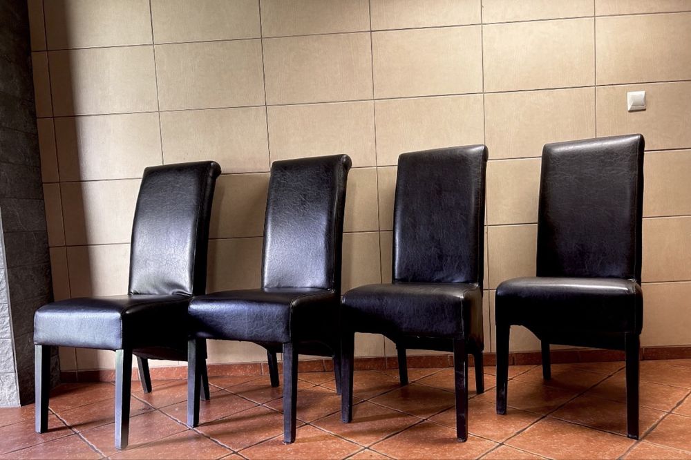 Skórzane eleganckie krzesła Komplet 4 szt