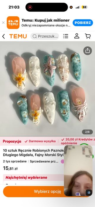 Paznokcie z duzymi dodoatkami