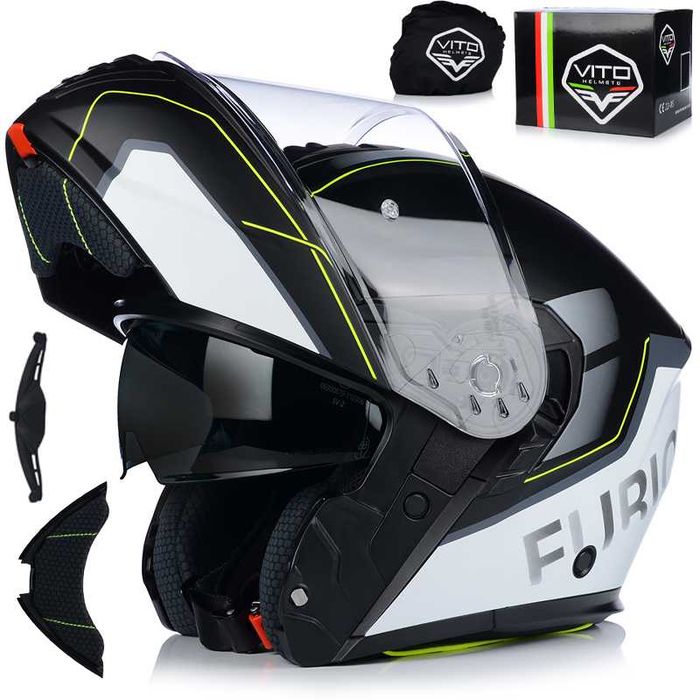 Kask szczękowy z blendą przeciwsłoneczną VITO Furio Podnoszona szczęka S-XXL - Nowy