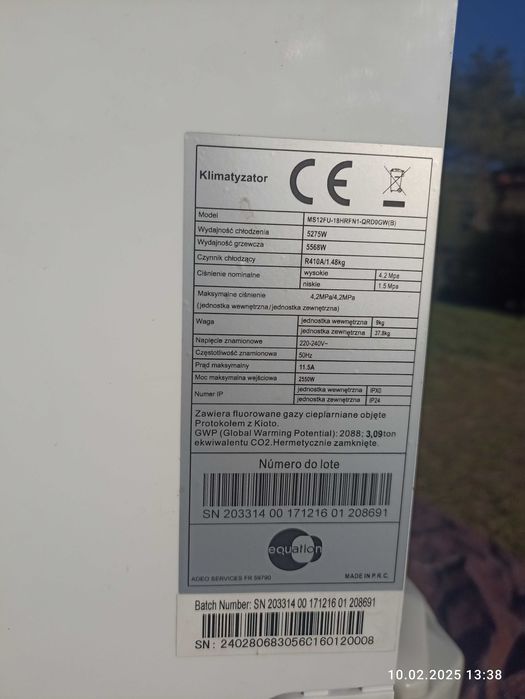 Klimatyzacja z funkcją grzania Equation jak nowa