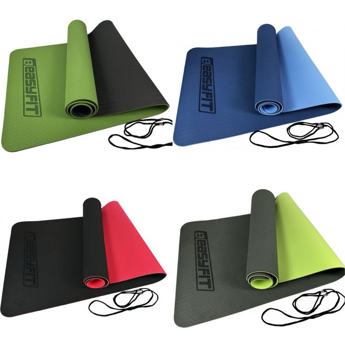 Килимок для йоги та фітнесу EasyFit TPE двошаровий 183*61 см, 6мм