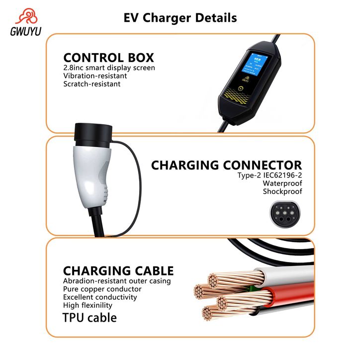 Carregador Portátil 7.6 kw - 32A - Carros Eletricos e Hibridos
