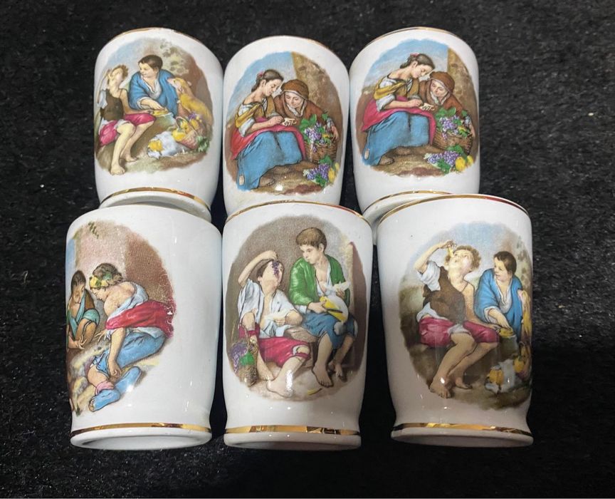 Conjunto Garrafa e 6 Copos Brandie Antigos numerado