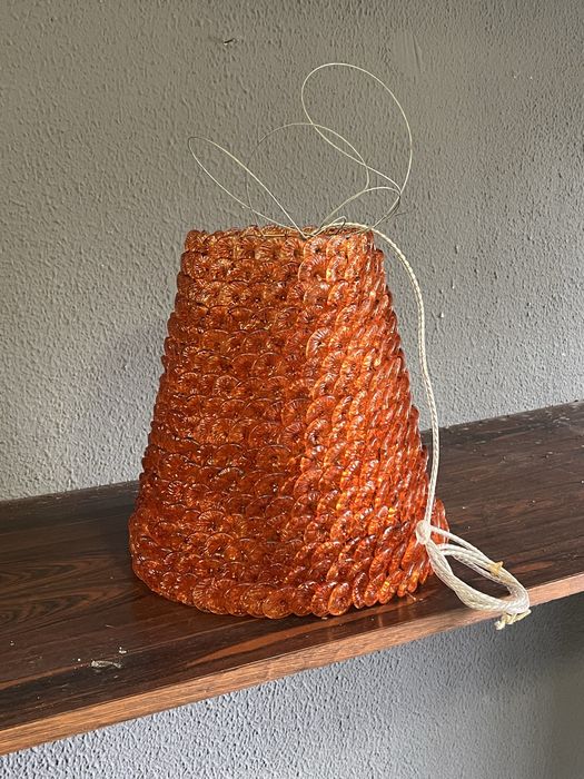 Abajur em vidro, cor de laranja