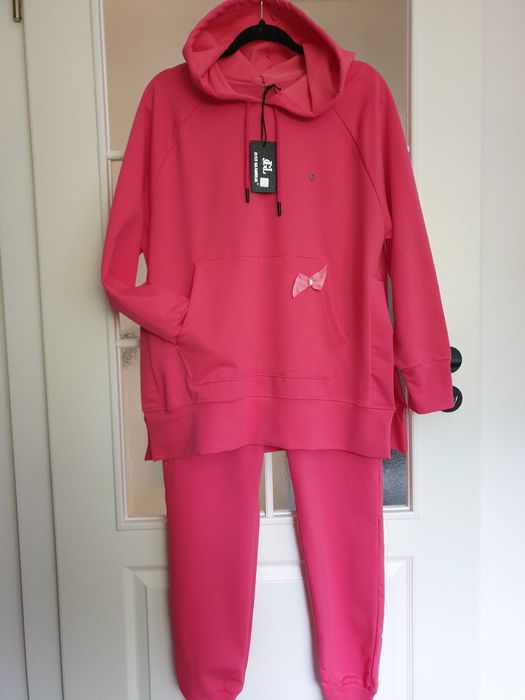 Just Glamour dresy zestaw dresowy komplet bluza spodnie nowe fuksja hoodie rozm M 38 L 40
