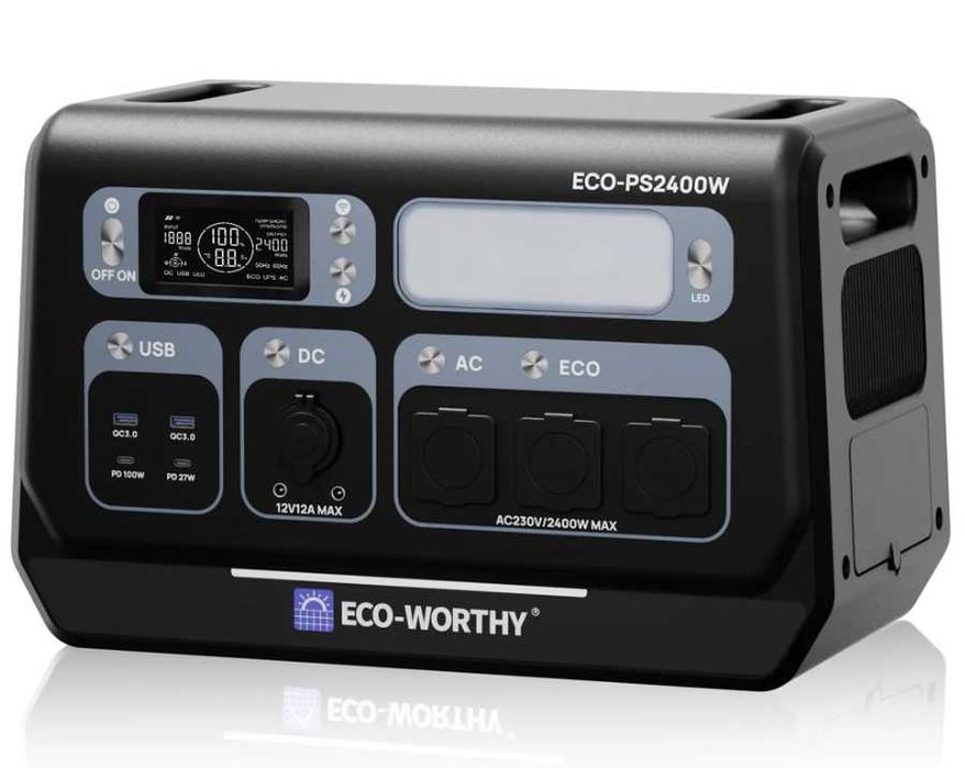Портативна зарядна станція ECO-WORTHY 2048 Вт/год з LiFePo4 2400 W