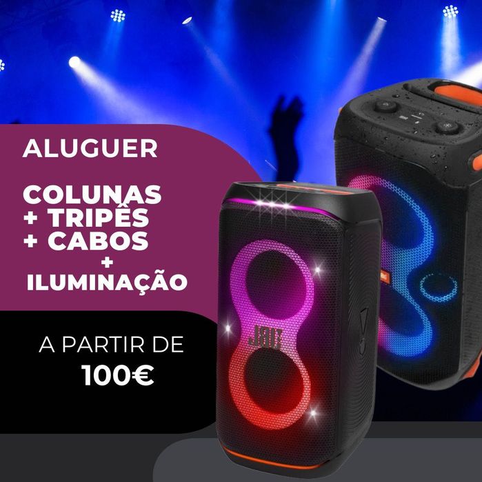 ALUGUER / COLUNAS JBL, TRIPÉ E MICROFONE