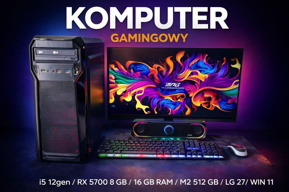 Zestaw i5 12gen/RX 5700 8 GB/16 GB RAM/M2 512 GB/LG 27/WIN 11