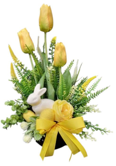 Stroik świąteczny WIELKANOCNY zajączek kompozycja kwiatowa W153